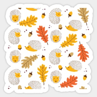 Autumn Hedgehogs Sticker